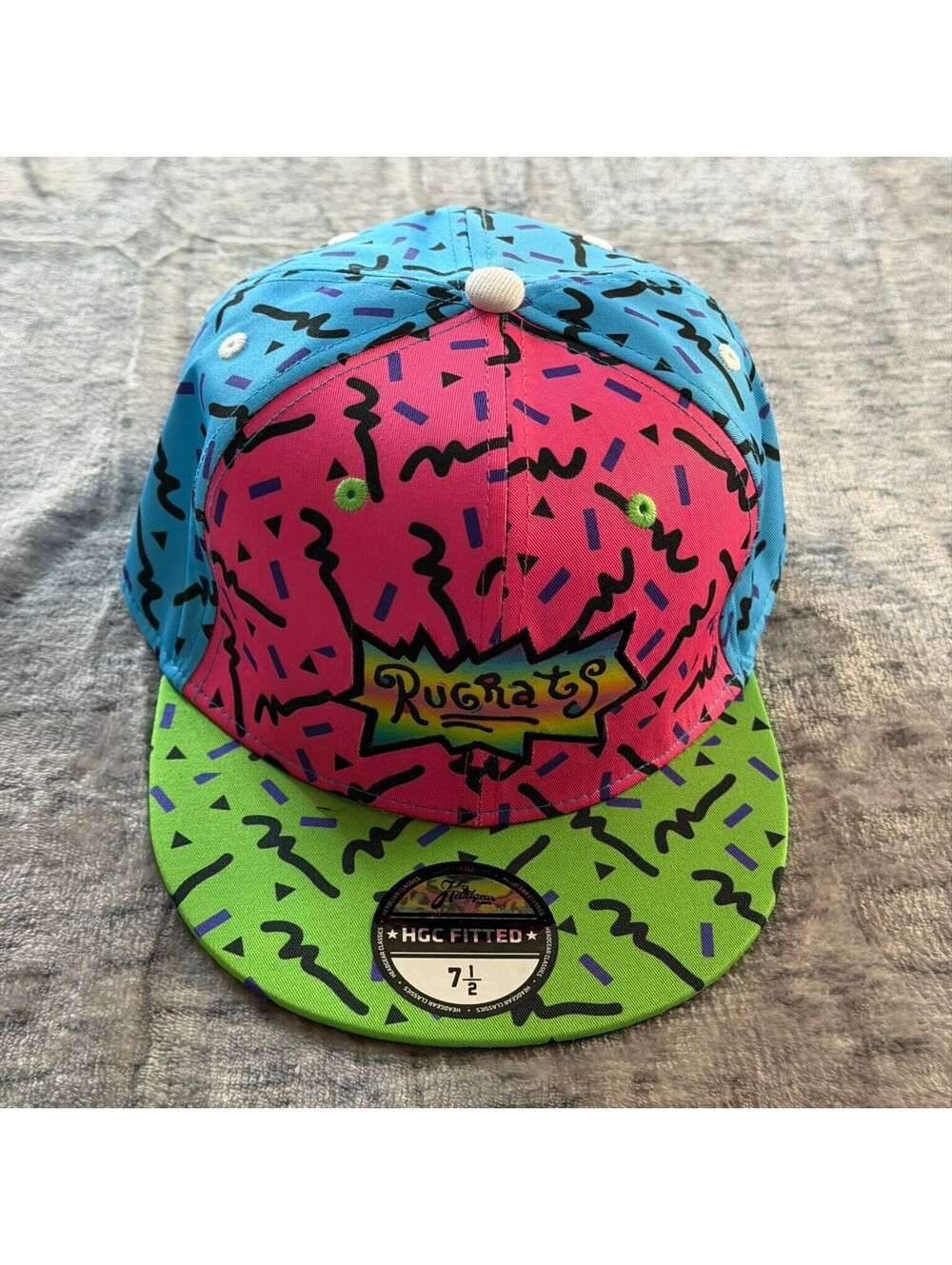 Headgear Classics Rugrats 1991 Fitted Hat 7 1/2 Pink Blue Green Multi-Color